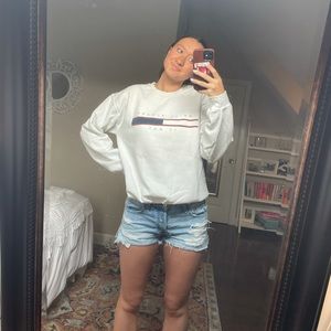 Graphic white crew neck